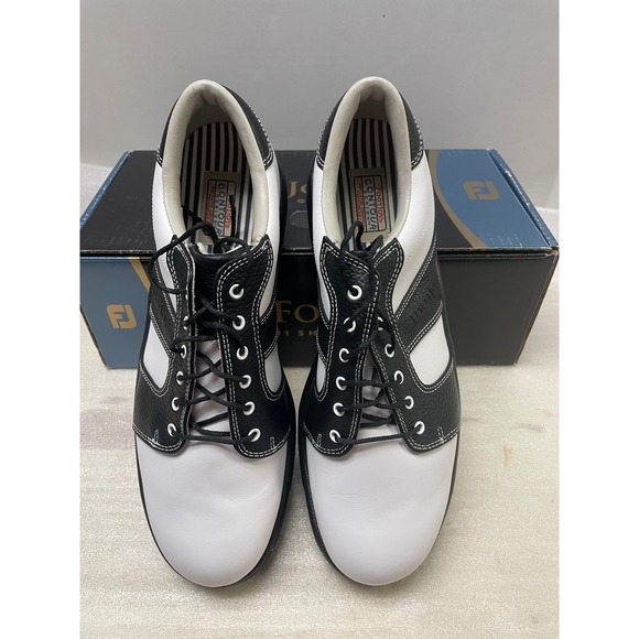 FootJoy Contour Series Mens Golf Shoes 9.5 M Black White Leather 28391 94102 main image 5